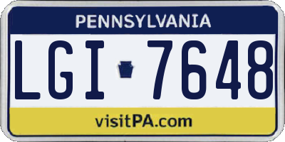 PA license plate LGI7648