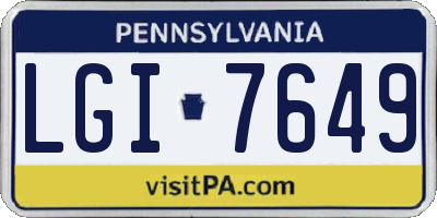 PA license plate LGI7649