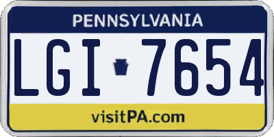 PA license plate LGI7654