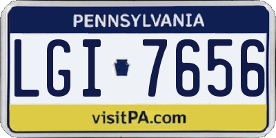 PA license plate LGI7656