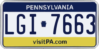 PA license plate LGI7663