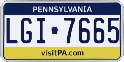 PA license plate LGI7665