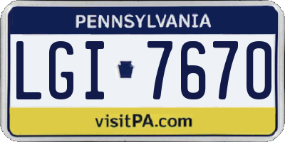 PA license plate LGI7670