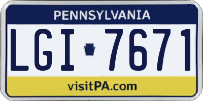 PA license plate LGI7671