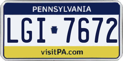 PA license plate LGI7672
