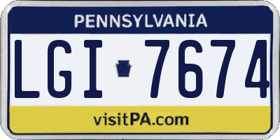 PA license plate LGI7674