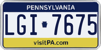 PA license plate LGI7675