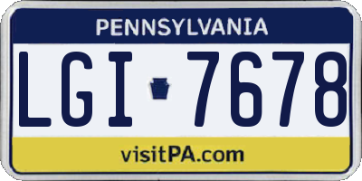 PA license plate LGI7678