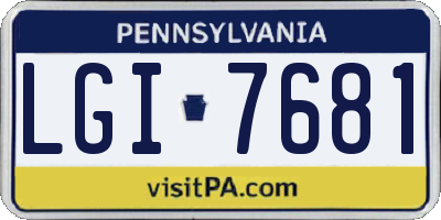 PA license plate LGI7681