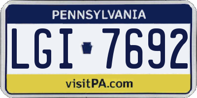 PA license plate LGI7692