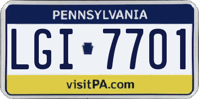 PA license plate LGI7701