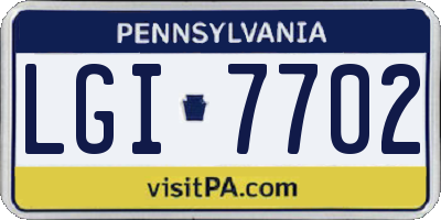 PA license plate LGI7702