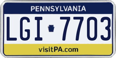 PA license plate LGI7703