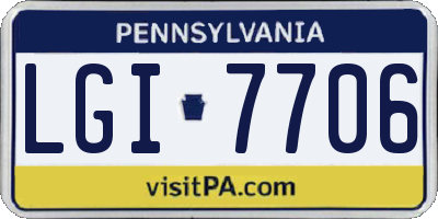 PA license plate LGI7706