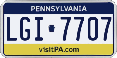 PA license plate LGI7707