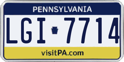 PA license plate LGI7714