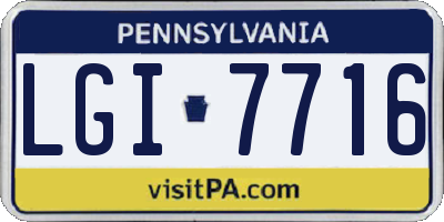 PA license plate LGI7716