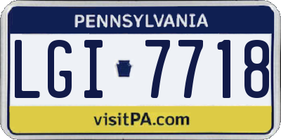 PA license plate LGI7718