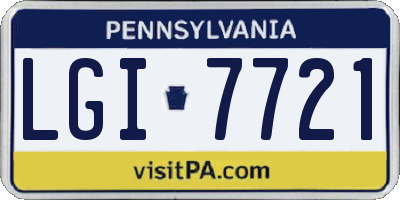 PA license plate LGI7721
