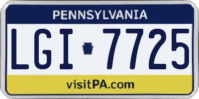 PA license plate LGI7725