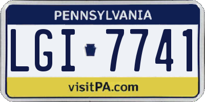 PA license plate LGI7741