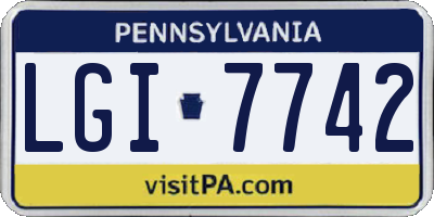 PA license plate LGI7742