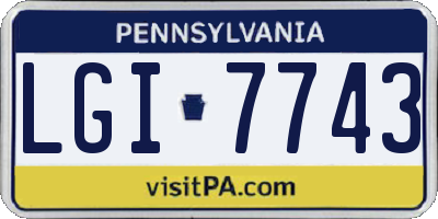 PA license plate LGI7743