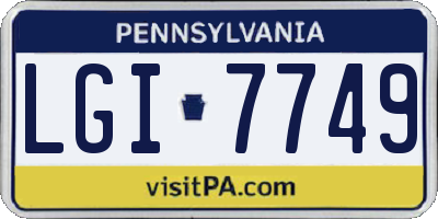 PA license plate LGI7749