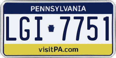 PA license plate LGI7751