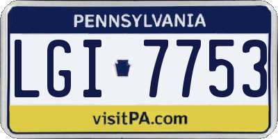 PA license plate LGI7753
