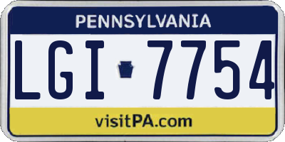 PA license plate LGI7754