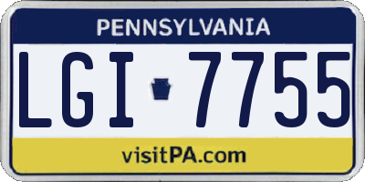 PA license plate LGI7755