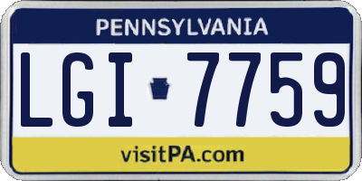 PA license plate LGI7759