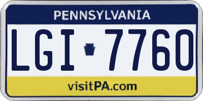 PA license plate LGI7760