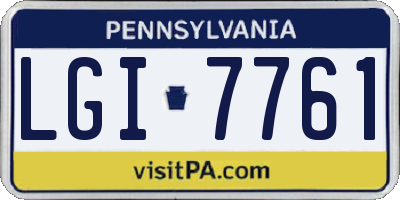 PA license plate LGI7761