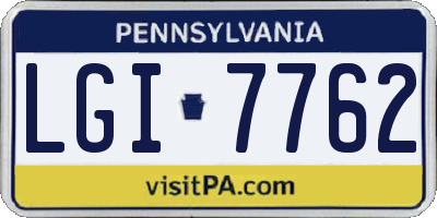 PA license plate LGI7762