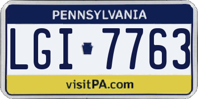 PA license plate LGI7763