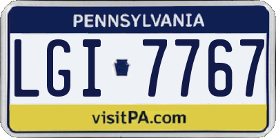 PA license plate LGI7767