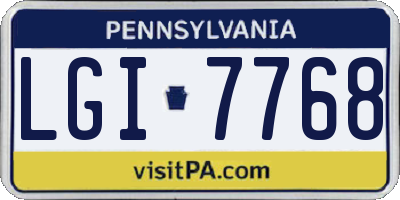 PA license plate LGI7768