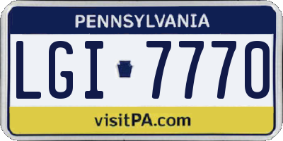 PA license plate LGI7770