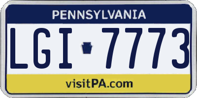 PA license plate LGI7773