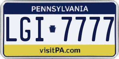 PA license plate LGI7777