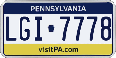 PA license plate LGI7778