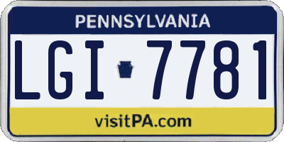 PA license plate LGI7781