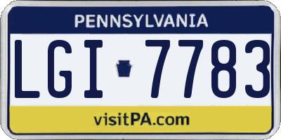 PA license plate LGI7783
