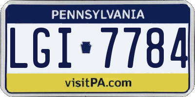 PA license plate LGI7784