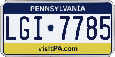 PA license plate LGI7785