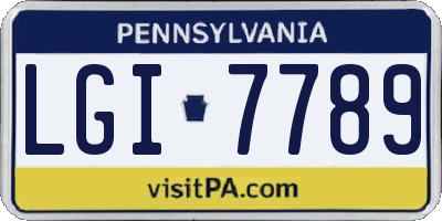 PA license plate LGI7789