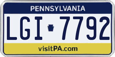 PA license plate LGI7792