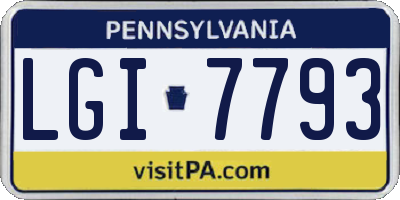 PA license plate LGI7793